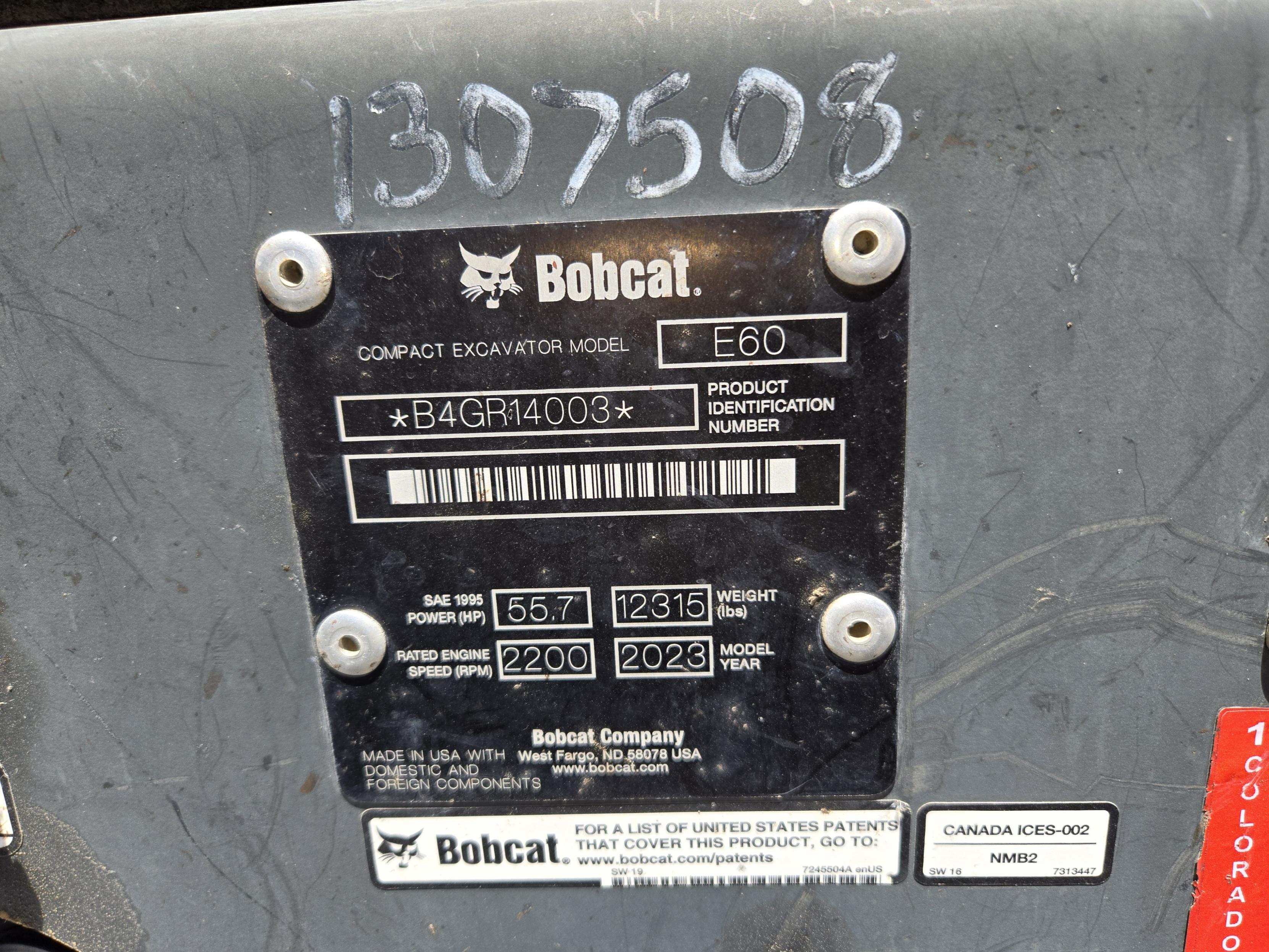 Buy a Used 2023 E60-R BOBCAT COMPACT EXCAVATOR - Bobcat of the Rockies